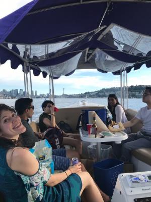 Fellows on a boat cruise on Lake Washington