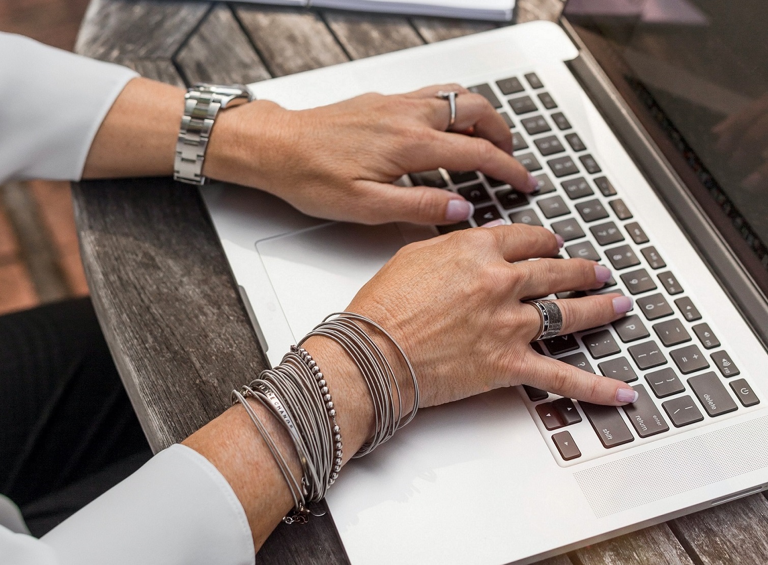typing on laptop keyboard